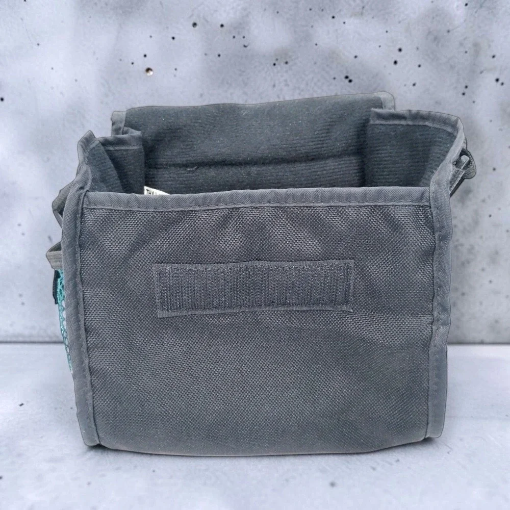 VTG Polaroid Camera Bag Small Unisex Black Nylon Green Mesh Shoulder Strap 90s
